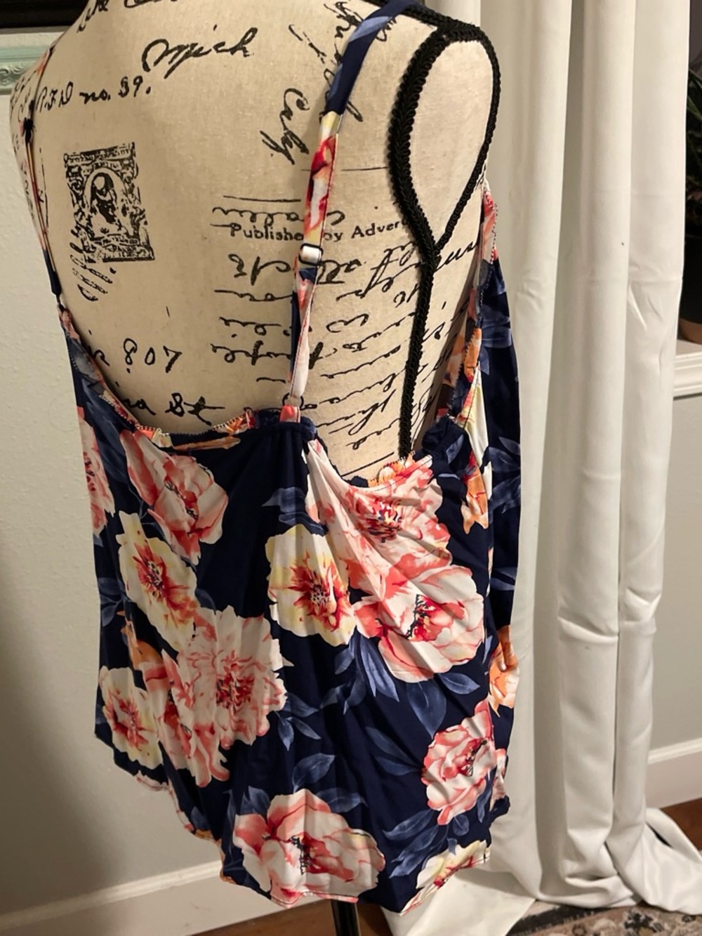 Old Navy Navy Floral Cami with Pink and Orange Blooms - Picture 2 of 4